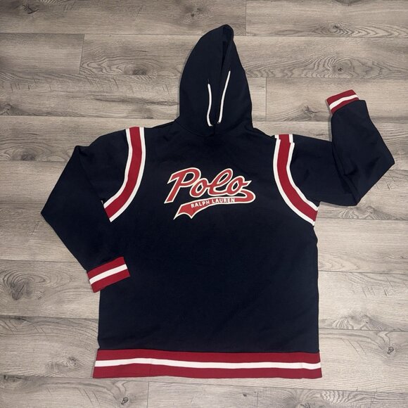 Polo Ralph Lauren Navy Blue Pullover Script Hoodie(710672) Size XLT